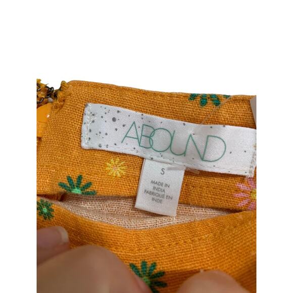 Abound Orange Asterisk Floral Linen Mini Skirt Size Small NEW - Picture 3 of 6